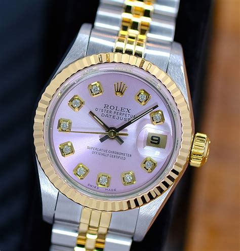 rolex 26mm datejust diamond gold/steel watch